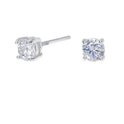 C LUXE by Claire's Sterling Silver Cubic Zirconia 4mm Round Stud Earrings