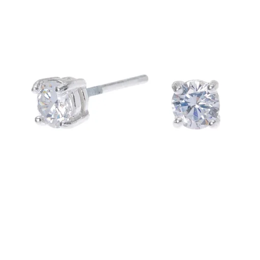 C LUXE by Claire's Sterling Silver Cubic Zirconia 4mm Round Stud Earrings