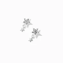 C LUXE by Claire's Sterling Silver Crystal Star Dangler Stud Earrings