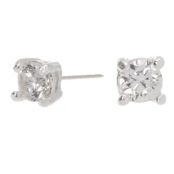 C LUXE by Claire's Sterling Silver Cubic Zirconia 2mm Round Stud Earrings