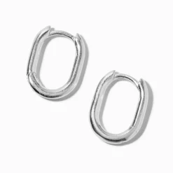 C LUXE by Claire's Sterling Silver Oval Clicker Hoop Earrings