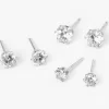 C LUXE by Claire's Sterling Silver Cubic Zirconia 4mm, 5mm, 6mm Round Stud Earrings - 3 Pack