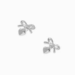 C LUXE by Claire's Sterling Silver Bow Heart Drop Earrings