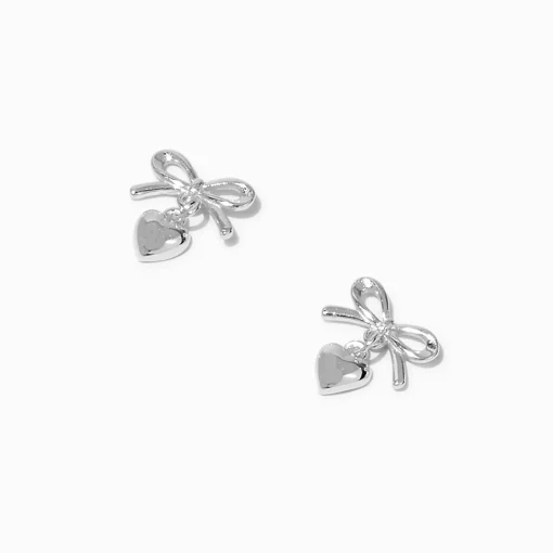 C LUXE by Claire's Sterling Silver Bow Heart Drop Earrings