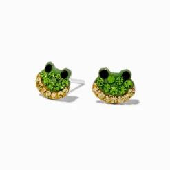 C LUXE by Claire's Sterling Silver Crystal Frog Stud Earrings