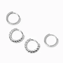 C LUXE by Claire's Sterling Silver 8mm & 10mm Twisted Hoop Earrings - 2 Pack