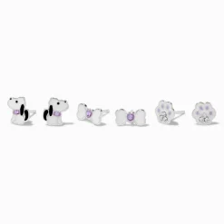 C LUXE by Claire's Sterling Silver Purple Dog Stud Earrings - 3 Pack