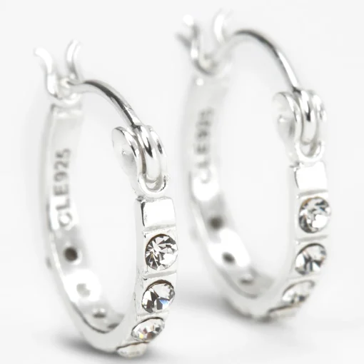 C LUXE by Claire's Sterling Silver 12mm Crystal Embellished Hoop Earrings