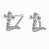 C LUXE by Claire's Sterling Silver Cubic Zirconia Mini Cross Stud Earrings