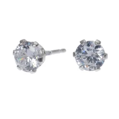 C LUXE by Claire's Sterling Silver Cubic Zirconia 5mm Round Stud Earrings
