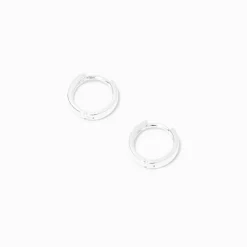 C LUXE by Claire's Sterling Silver 8mm Clicker Hoop Earrings