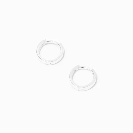 C LUXE by Claire's Sterling Silver 8mm Clicker Hoop Earrings