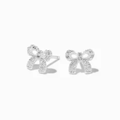 C LUXE by Claire's Sterling Silver Cubic Zirconia Bow Stud Earrings