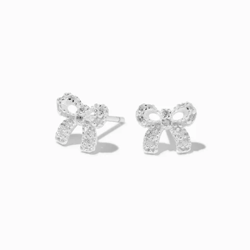 C LUXE by Claire's Sterling Silver Cubic Zirconia Bow Stud Earrings