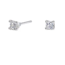 C LUXE by Claire's Sterling Silver Cubic Zirconia 3x3mm Square Stud Earrings