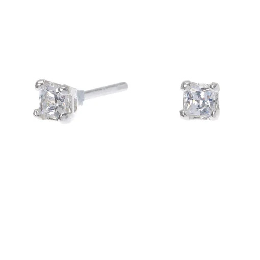 C LUXE by Claire's Sterling Silver Cubic Zirconia 3x3mm Square Stud Earrings