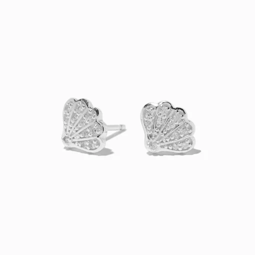 C LUXE by Claire's Sterling Silver Cubic Zirconia Seashell Stud Earrings