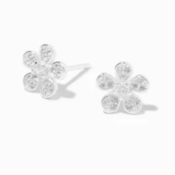 C LUXE by Claire's Sterling Silver Pavé Daisy Stud Earrings