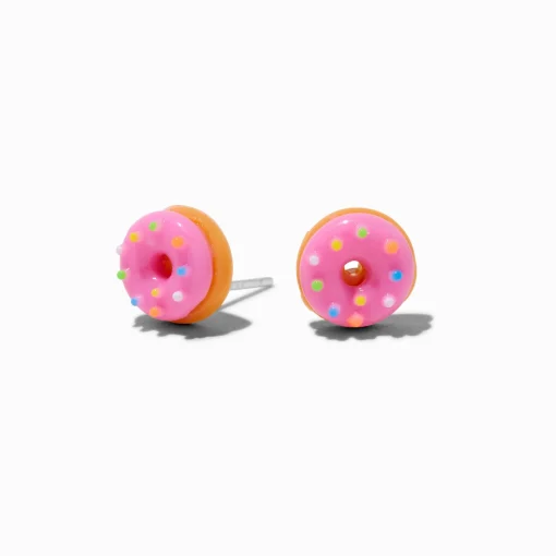 C LUXE by Claire's Sterling Silver Post Pink Sprinkles Donut Stud Earrings