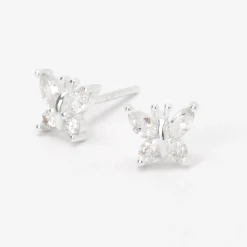 C LUXE by Claire's Sterling Silver Cubic Zirconia Butterfly Stud Earrings