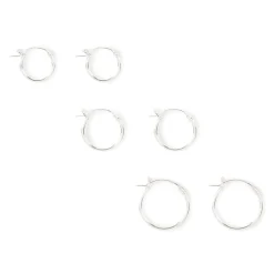 C LUXE by Claire's Sterling Silver Graduated Hinge Hoop Earrings - 3 Pack