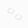 C LUXE by Claire's Sterling Silver 8mm Cubic Zirconia Pavé Clicker Hoop Earrings