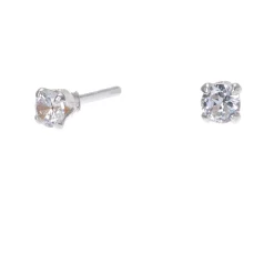 C LUXE by Claire's Sterling Silver Cubic Zirconia 3mm Round Stud Earrings
