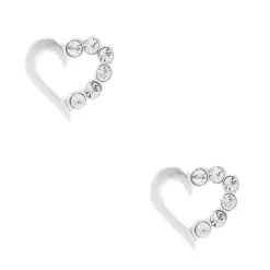 C LUXE by Claire's Sterling Silver Stone Heart Stud Earrings