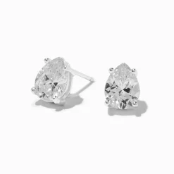 C LUXE by Claire's Sterling Silver Cubic Zirconia 8mm Pear Stud Earrings