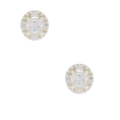 C LUXE by Claire's Sterling Silver Cubic Zirconia 3mm Square Halo Stud Earrings