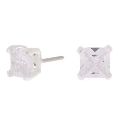 C LUXE By Claire's Sterling Silver Cubic Zirconia 5mm Square Stud Earrings