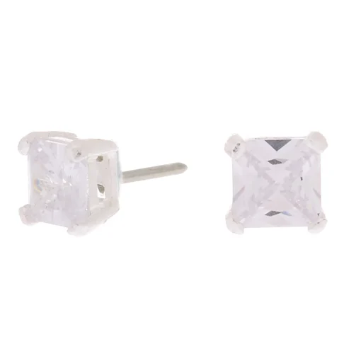 C LUXE By Claire's Sterling Silver Cubic Zirconia 5mm Square Stud Earrings