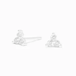 C LUXE by Claire's Sterling Silver Cubic Zirconia Tri-Ball Stud Earrings