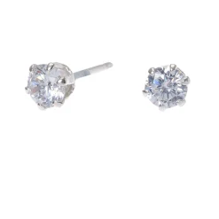 C LUXE by Claire's Sterling Silver Cubic Zirconia 4mm Round Stud Earrings