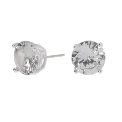 C LUXE by Claire's Sterling Silver Cubic Zirconia 7mm Round Stud Earrings