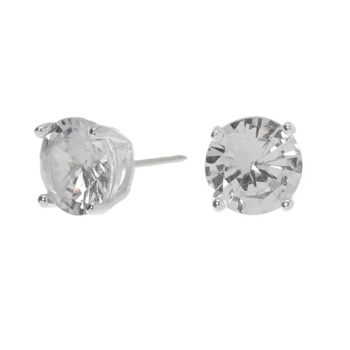 C LUXE by Claire's Sterling Silver Cubic Zirconia 7mm Round Stud Earrings