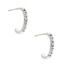 C LUXE by Claire's Sterling Silver Crystal Half Hoop Earrings