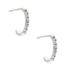 C LUXE by Claire's Sterling Silver Crystal Half Hoop Earrings