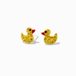 C LUXE by Claire's Sterling Silver Crystal Rubber Ducky Stud Earrings