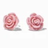 Carved Pink Velvet Rose Stud Earrings