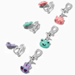 Cat, Frog & Bunny Clip-On Earrings - 3 Pack