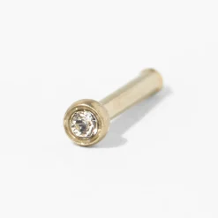 Champagne Crystal Titanium Nose Piercing Kit with Ear Care Solution