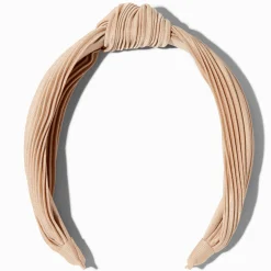 Champagne Pleated Knotted Headband