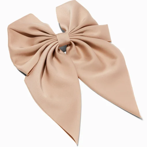 Champagne Satin Hair Bow Clip