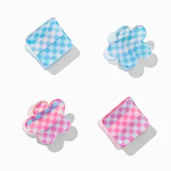 Checkered Retro Mini Hair Claws - 4 Pack