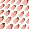 Cheetah French Tip Long Almond Vegan Faux Nail Set - 24 Pack