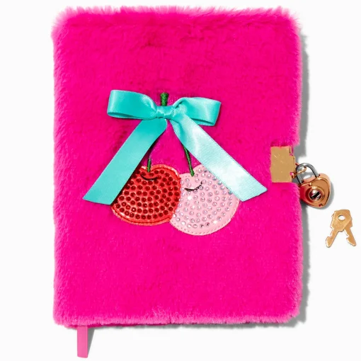 Cherry Icons Furry Lock Diary