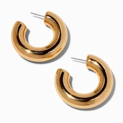 Chunky Gold-tone 40mm Tube Hoop Earrings