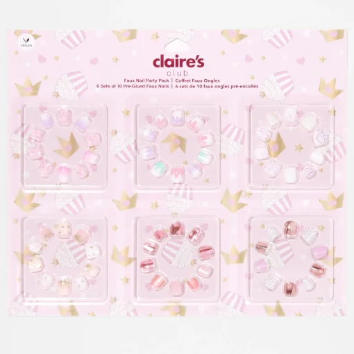 Claire's Club Birthday Vegan Press On Faux Nail Party Pack - 6 Pack