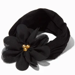 Claire's Club Black Chiffon Flower Headwrap